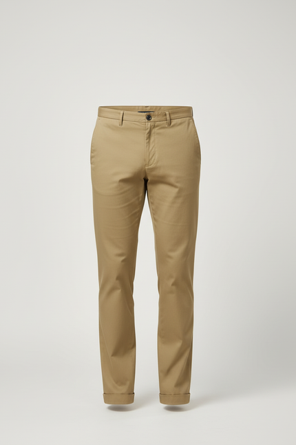 Pantalon Beige Homme Coton Droit Classique Stretch - vue 3