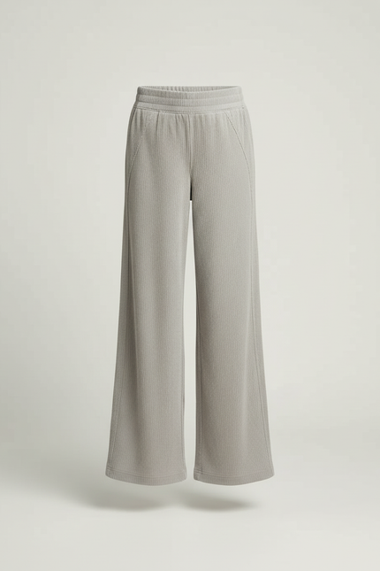 Pantalon Beige Côtelé Droit Fluide Enfant - Gris Cordé - vue 3