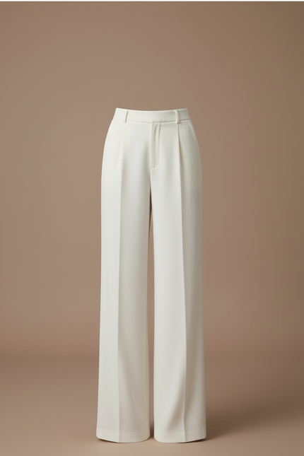 Pantalon Beige Ample Fluide Taille Haute Élégant - Viscose - vue 3