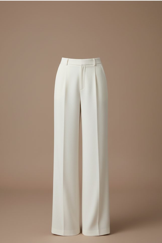 Pantalon Beige Ample Fluide Taille Haute Élégant - Viscose - vue 3