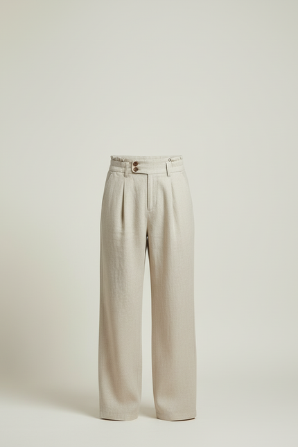 Pantalon Beige Lin Ample Décontracté Homme - vue 3