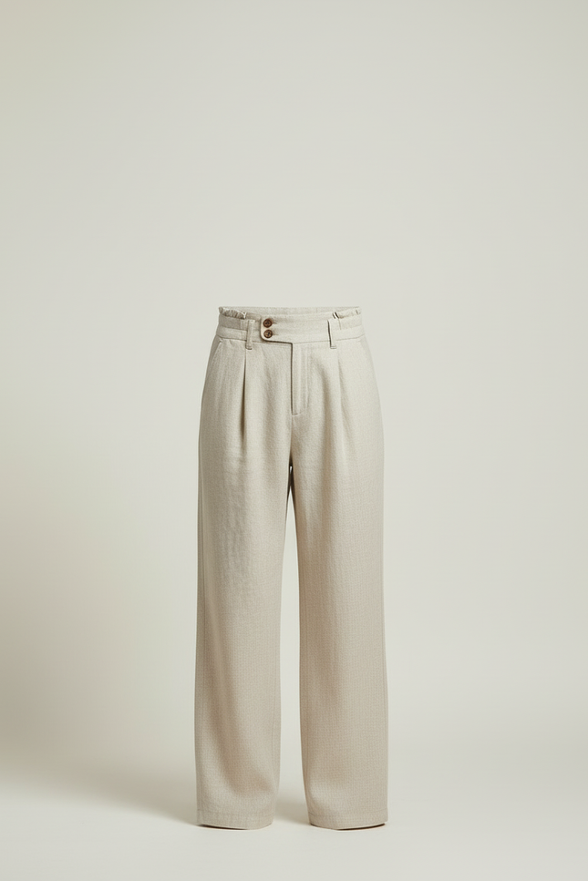 Pantalon Beige Lin Ample Décontracté Homme - vue 3