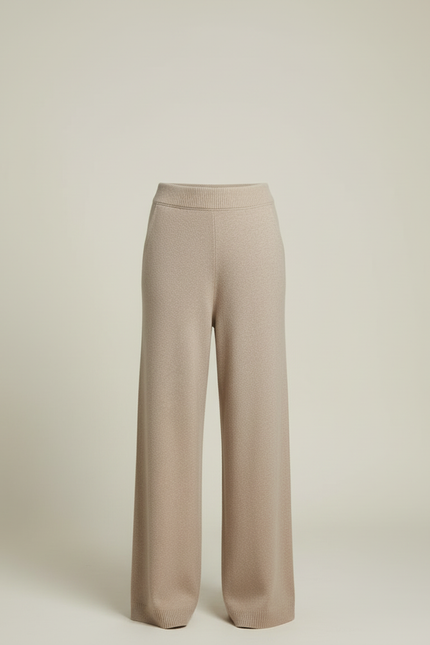 Pantalon Beige Ample Tricoté Doux Confortable Élégant - Maille - vue 3
