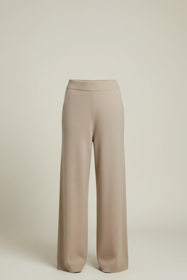 Pantalon Beige Ample Tricoté Doux Confortable Élégant - Maille - vue 3