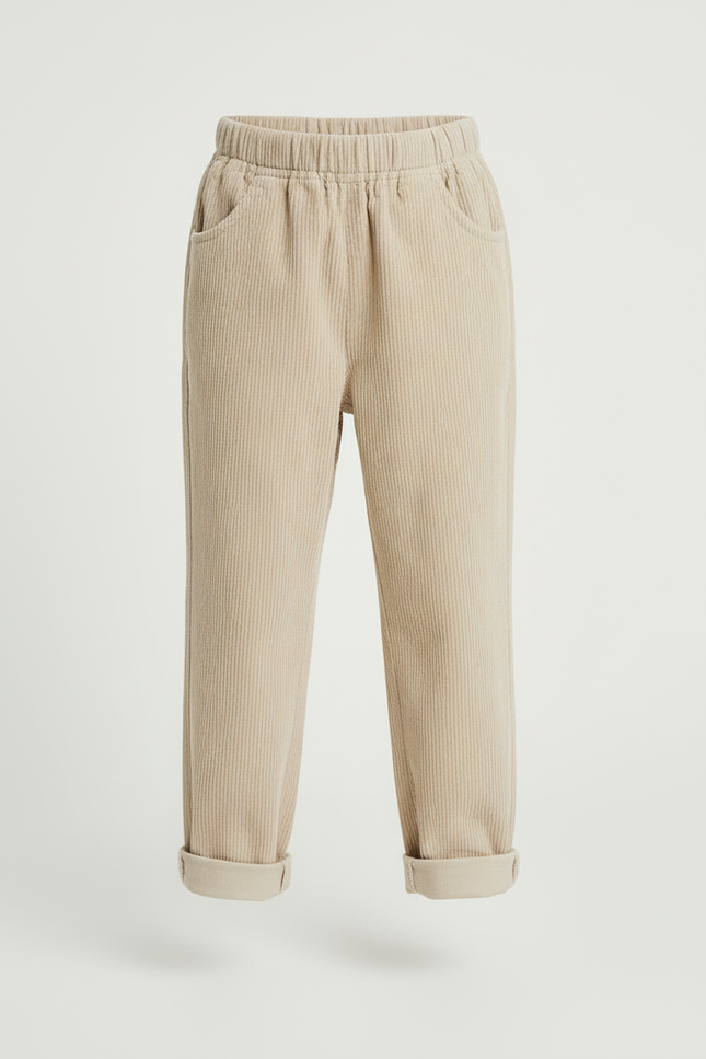 Pantalon Beige Côtelé Ample Décontracté Enfant Fille - Cordé - vue 3