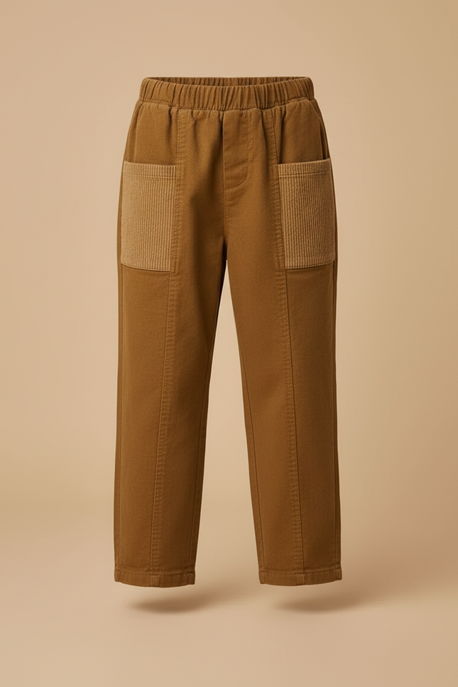 Pantalon Beige Velours Côtelé Décontracté Garçon - Marron Cordé - vue 3