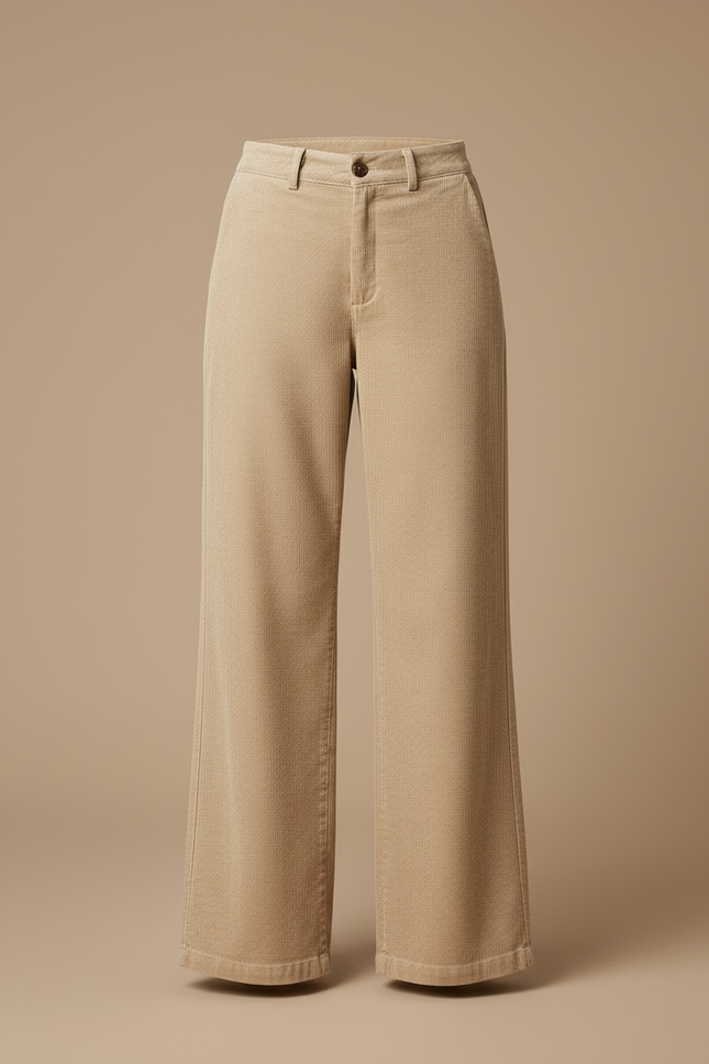 Pantalon Beige Femme Patte D'éléphant - Cordé - vue 3