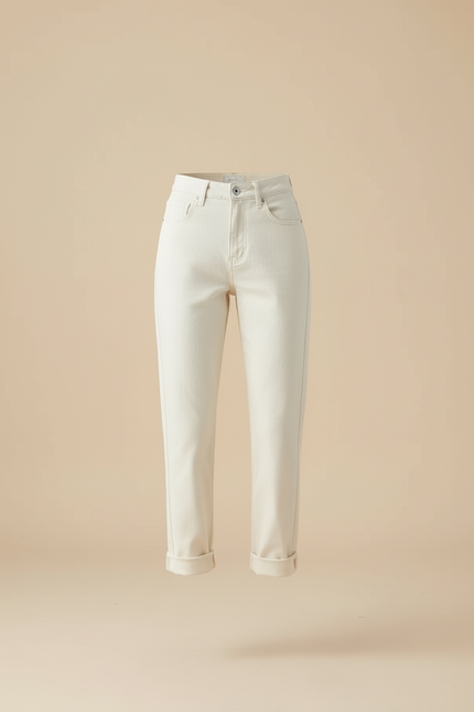 Pantalon Beige Droit Taille Haute Décontracté Chic - Jean - vue 3