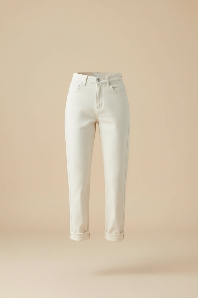 Pantalon Beige Droit Taille Haute Décontracté Chic - Jean - vue 3