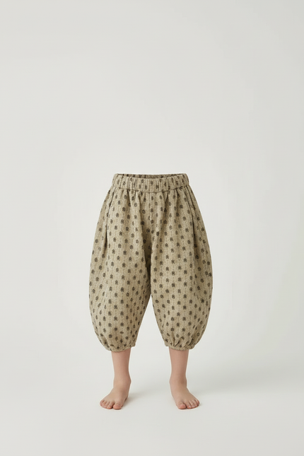 Pantalon Beige Coton Ample Imprimé Floral Enfant - vue 3