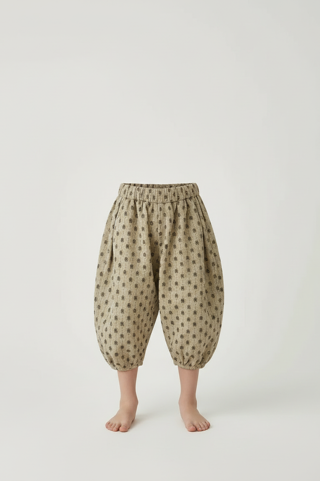 Pantalon Beige Coton Ample Imprimé Floral Enfant - vue 3