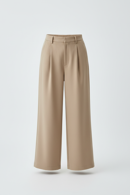 Pantalon Beige Enfant Plissé Ample Décontracté Droit - Gabardine - vue 3