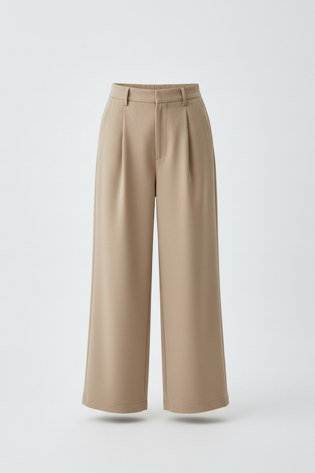 Pantalon Beige Enfant Plissé Ample Décontracté Droit - Gabardine - vue 3