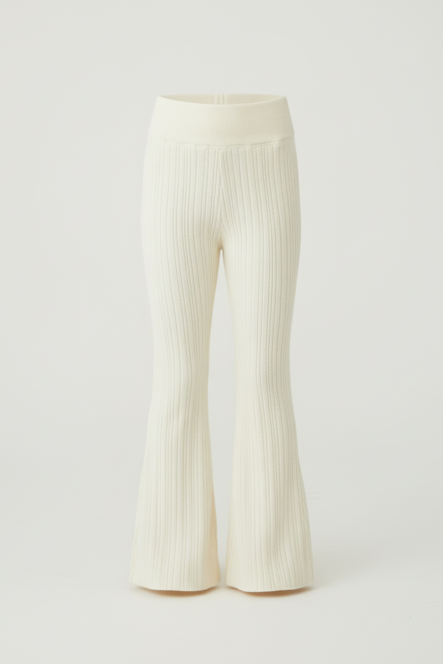 Pantalon Beige Côtelé Tricoté Évasé Enfant - Maille - vue 3