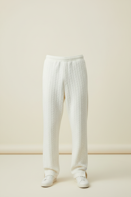 Pantalon Beige Ample Tricoté Décontracté Homme Câble - Maille - vue 3