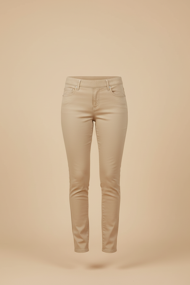 Pantalon Enduit Beige - Simili cuir - vue 3