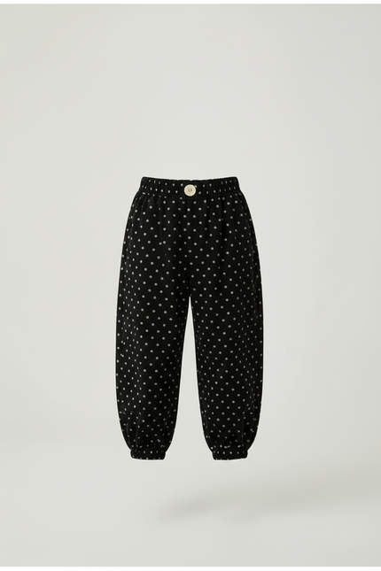 Pantalon Beige Noir Polka Dots Ample Enfant - Cordé - vue 3
