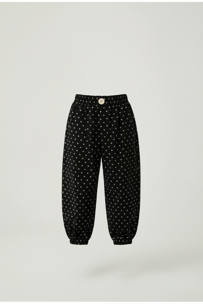 Pantalon Beige Noir Polka Dots Ample Enfant - Cordé - vue 3