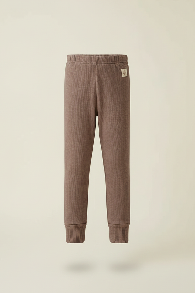 Pantalon Beige Côtelé Élastique Confortable Fille Hiver - Marron Maille - vue 3