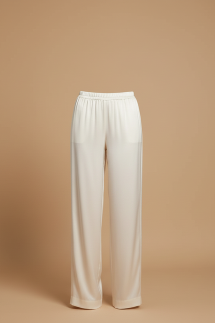 Pantalon Beige Fluide Satiné Ample Décontracté Femme - vue 3