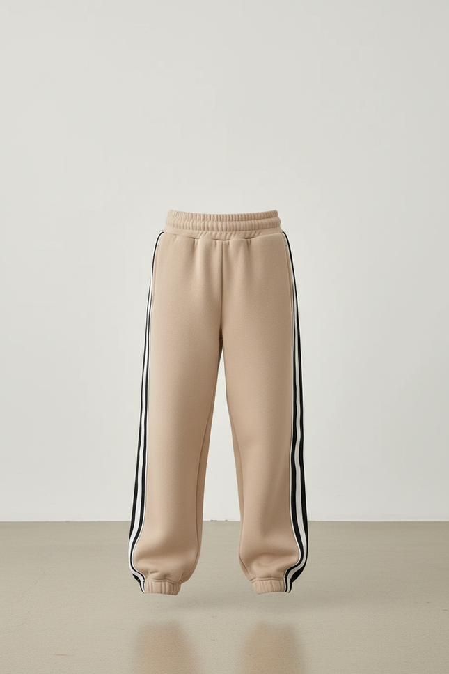 Pantalon Beige Molletonné Rayures Sport Enfant - vue 3
