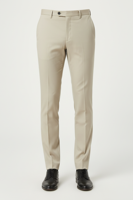 Pantalon Beige Homme Droit Élégant Classique Slim - Gabardine - vue 3