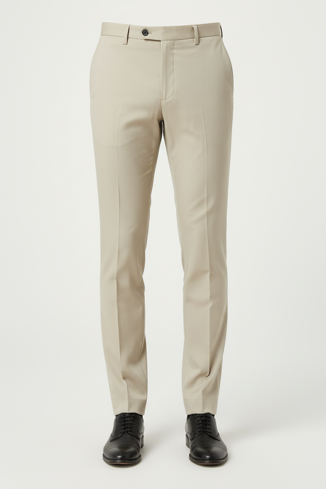 Pantalon Beige Homme Droit Élégant Classique Slim - Gabardine - vue 3