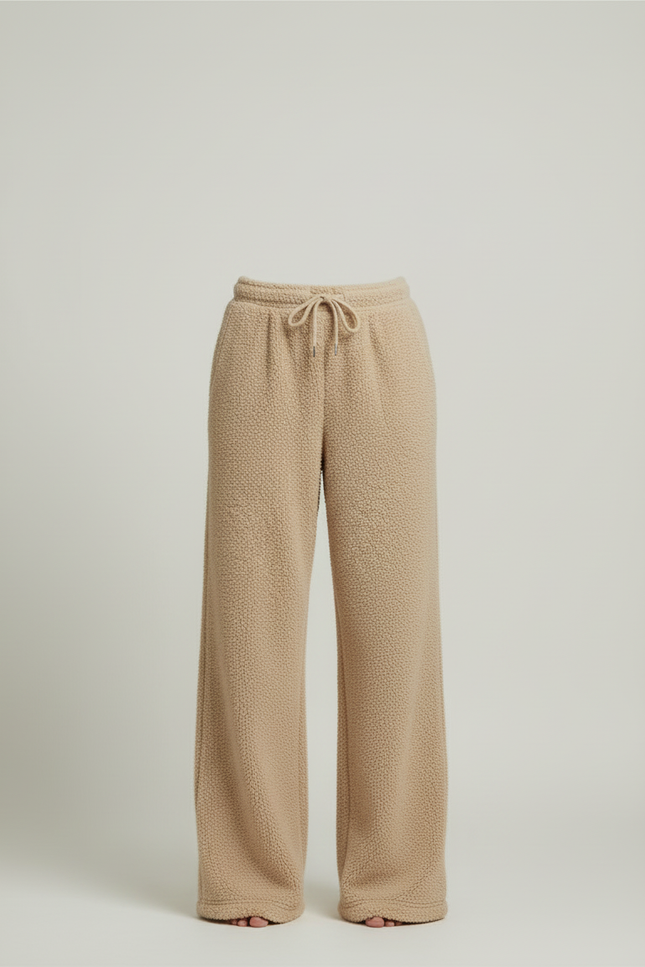 Pantalon Beige Polaire Ample Cordon Chaud Femme - Molleton - vue 3