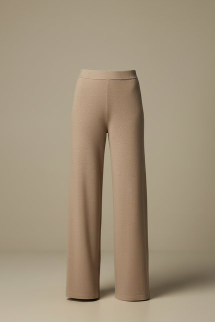 Pantalon Flare Beige Femme - Maille - vue 3