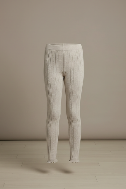 Pantalon Beige Fille Maille Jacquard Confortable - vue 3