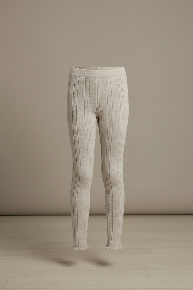 Pantalon Beige Fille Maille Jacquard Confortable - vue 3