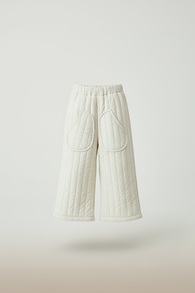 Pantalon Beige Matelassé Ample Enfant Coton Confortable - Molleton - vue 3