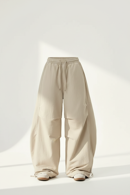 Pantalon Beige Cargo Ample Taille Basse Décontracté - Polyester - vue 3