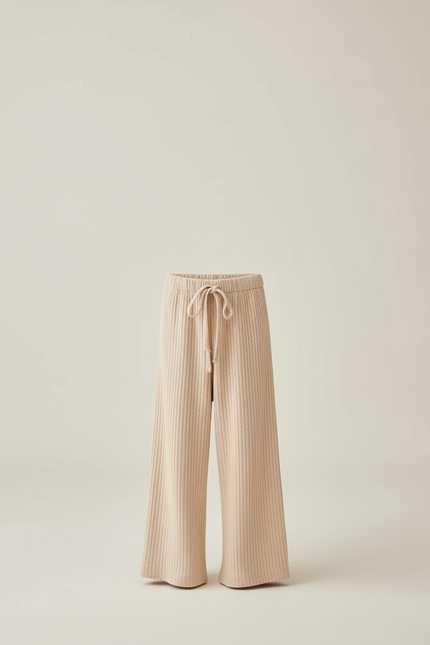 Pantalon Beige Côtelé Droit Ample Enfant Élastique - Maille - vue 3