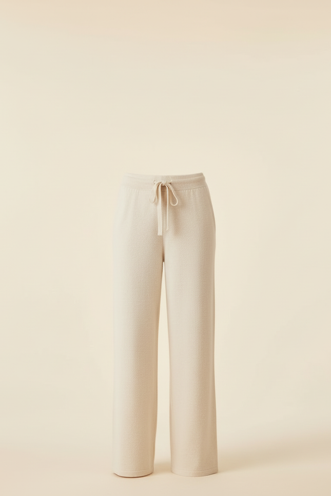 Pantalon Beige Ample Tricoté Cordon Confortable Femme - Maille - vue 3