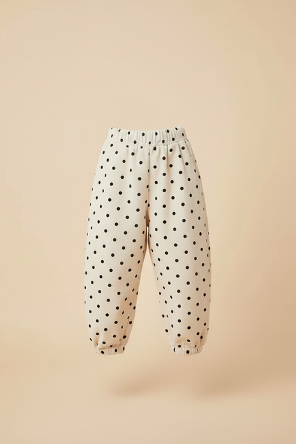 Pantalon Beige À Pois Ample Cordon Côtelé Doux - Cordé - vue 3
