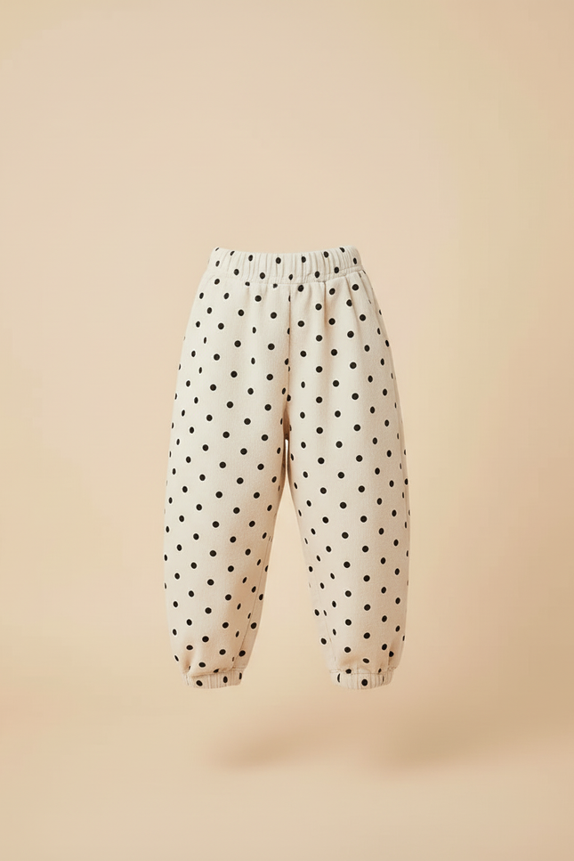Pantalon Beige À Pois Ample Cordon Côtelé Doux - Cordé - vue 3