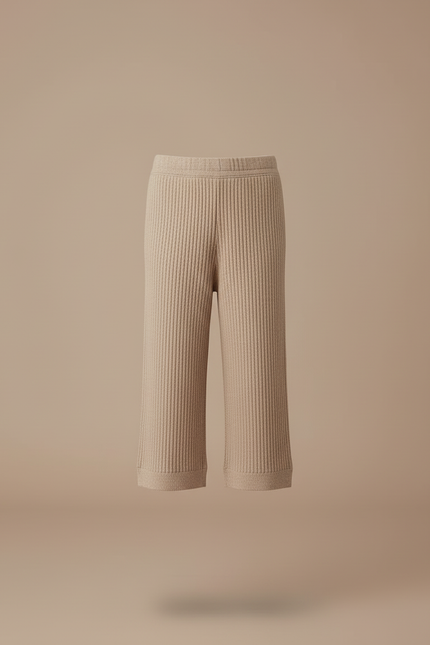 Pantalon Beige Côtelé Tricoté Enfant Confortable - Maille - vue 3