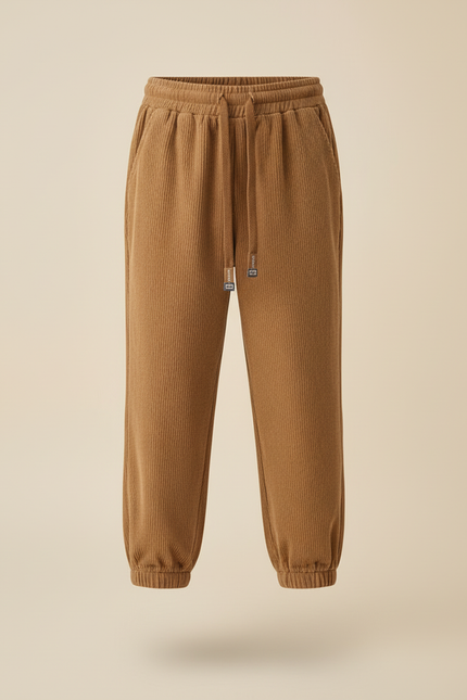 Pantalon Beige Côtelé Ample Sport Enfant - Camel Cordé - vue 3