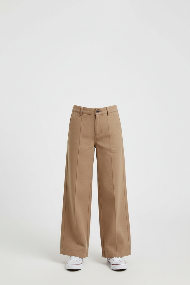 Pantalon Beige Droit Ample Décontracté Enfant - Toile - vue 3