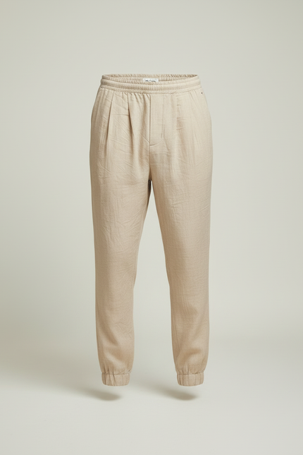 Pantalon Beige Lin Coton Ample Léger Homme - vue 3