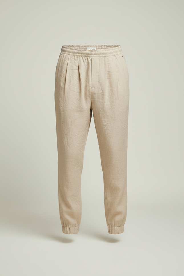 Pantalon Beige Lin Coton Ample Léger Homme - vue 3