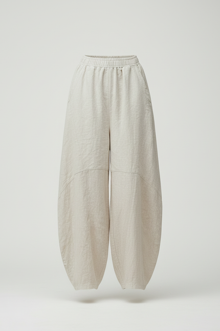 Pantalon Beige Grande Taille Femme - Lin - vue 3