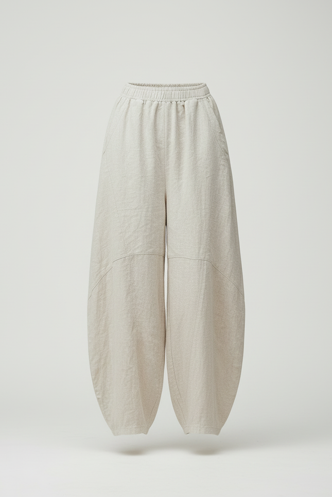 Pantalon Beige Grande Taille Femme - Lin - vue 3