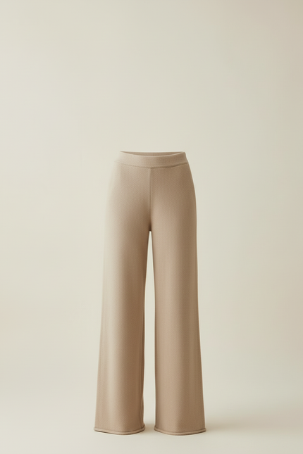 Pantalon Beige Tricoté Ample Décontracté Fluide - Maille - vue 3