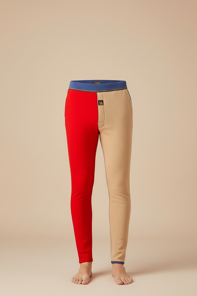 Pantalon Beige Bicolore Thermique Confortable Hiver Homme - Multicolore Maille - vue 3