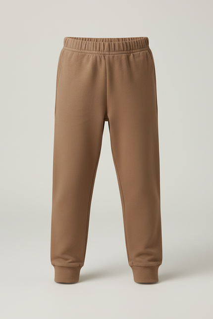 Pantalon Beige Coton Ample Décontracté Enfant Uni - Marron Molleton - vue 3