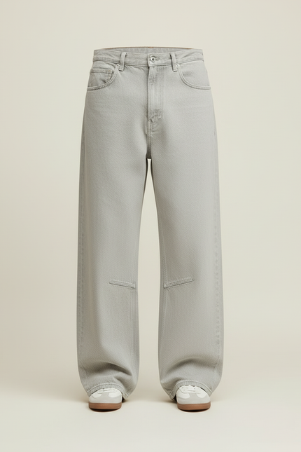 Pantalon Beige Ample Décontracté Coton Homme - Gris Jean - vue 3