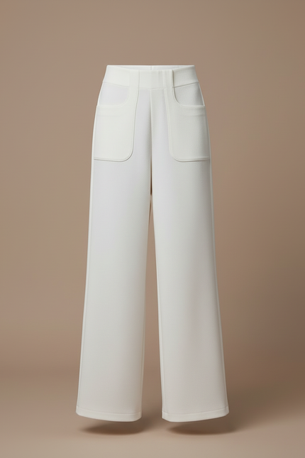 Pantalon Blanc Beige Femme - Laine - vue 3