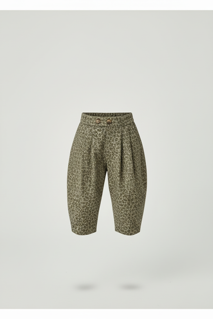 Pantalon Beige Fleuri Ample Élastiqué Enfant Coton - Imprimé - vue 3